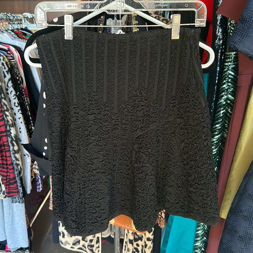Black RVN Ribbed and Patterned/Ruched Skirt